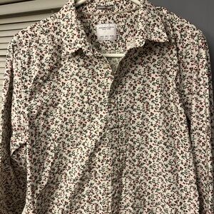 Denim & Flower Slim Fit Mens Floral Button-Up Shirt Sz L  Long Sleeves